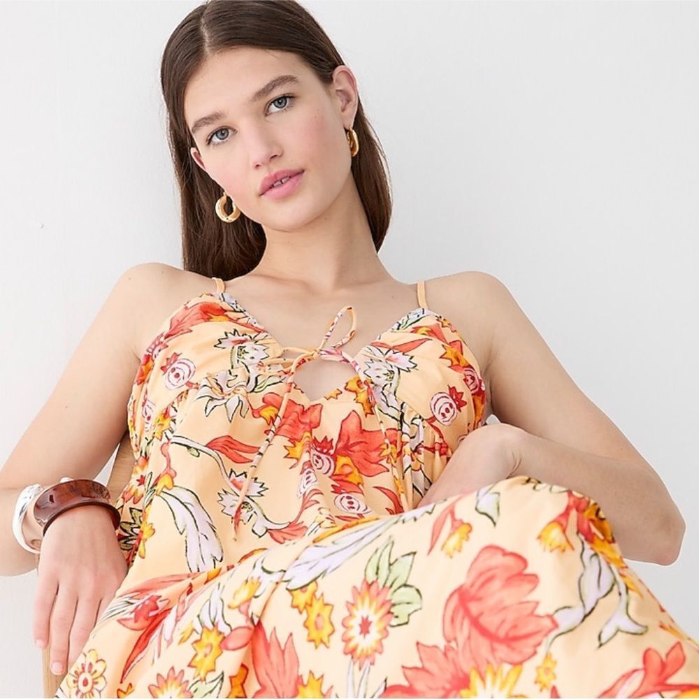 NWT JCREW cotton keyhole poplin  floral maxi dress 6